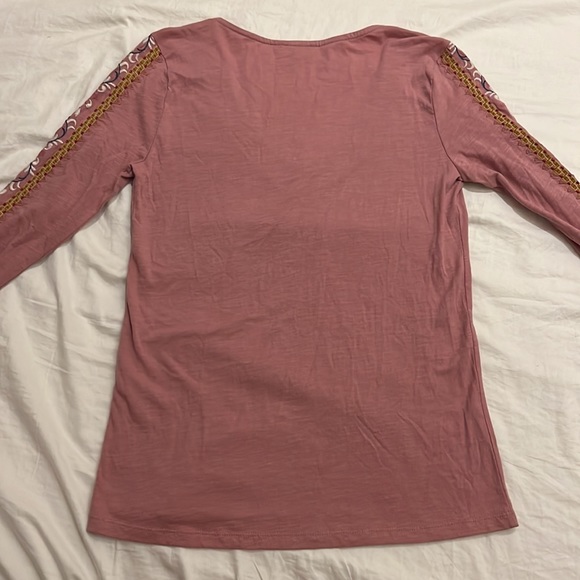 Sundance dusty rose embroidered/beaded long sleeve top - Picture 6 of 7